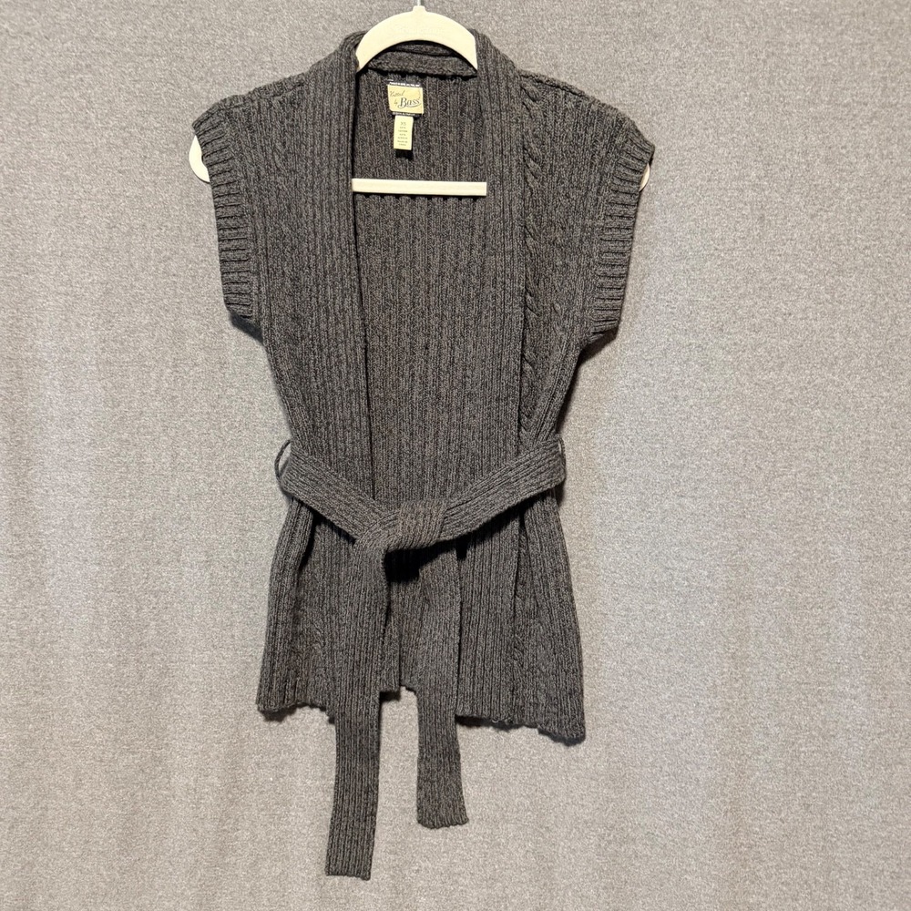 GH BASS Women's Cable Knit Belted Sweater Vest, Preppy, Tailored, Size XS